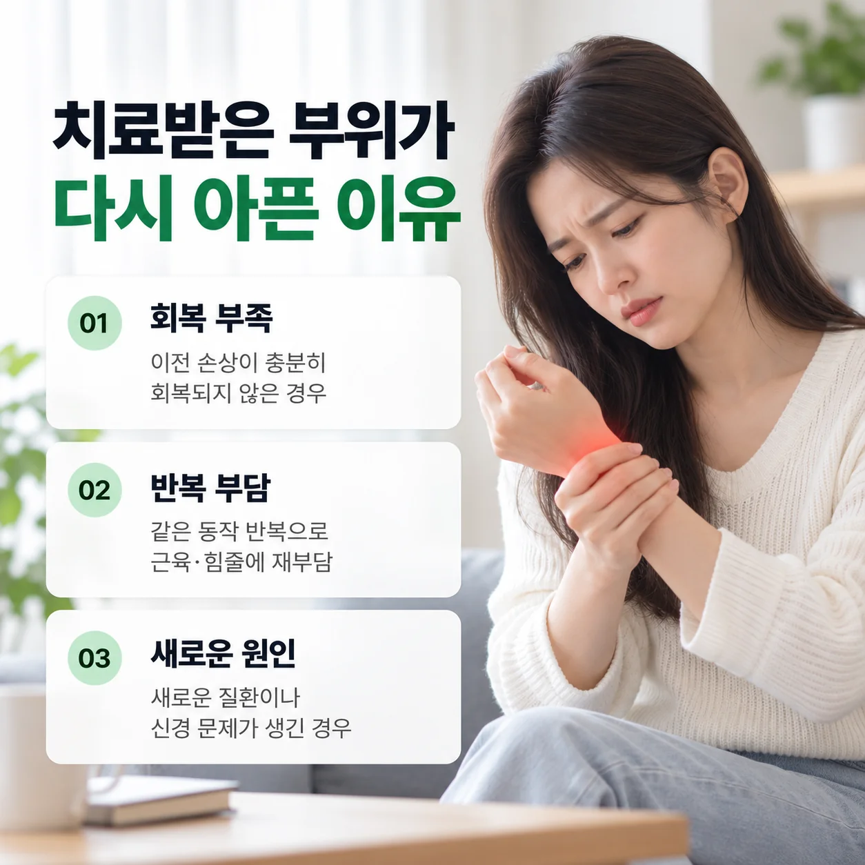 치료받은 부위가 다시 아픈 이유 - 회복 부족, 반복 부담, 새로운 원인