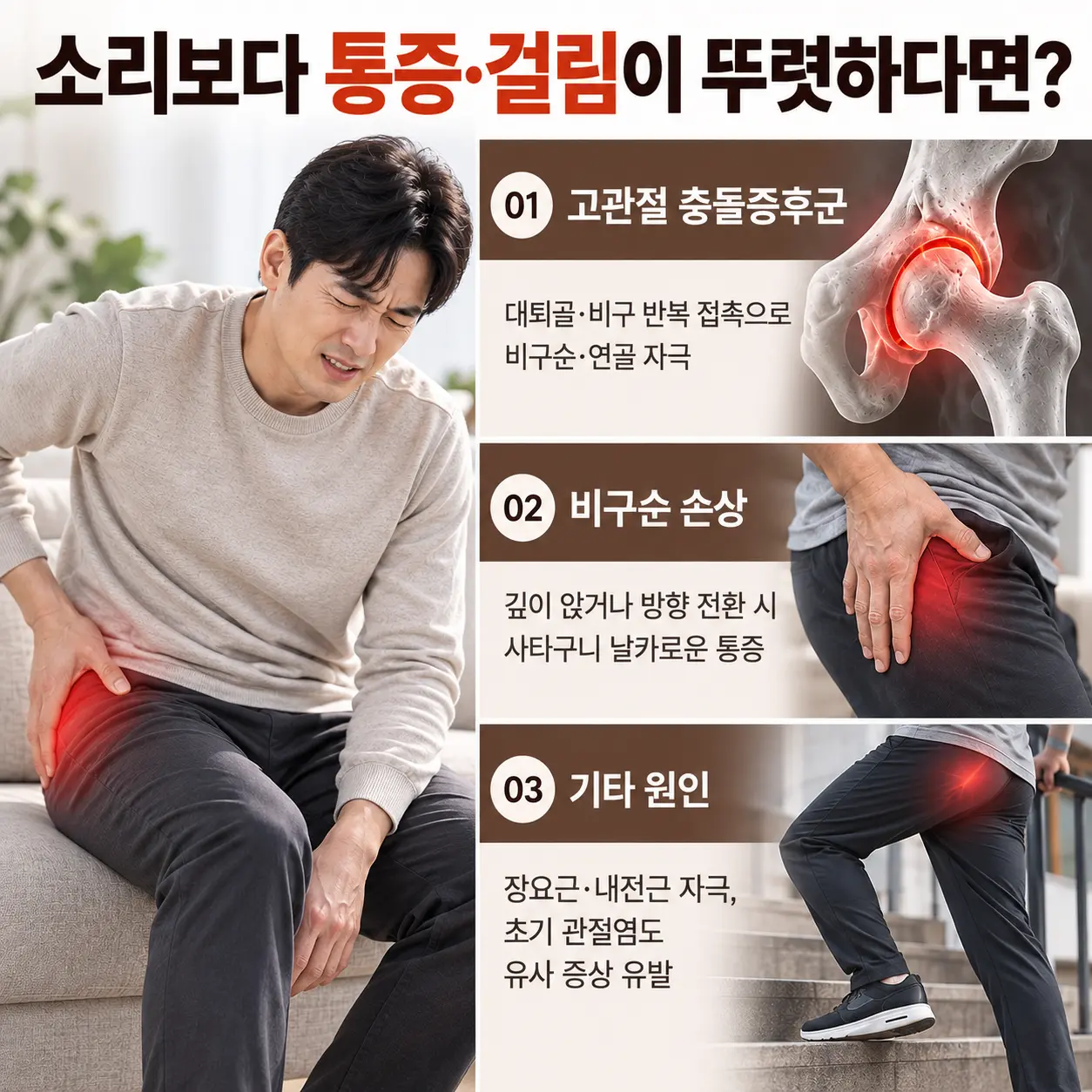 골반 앞쪽 통증과 걸림에서 구분할 고관절 원인