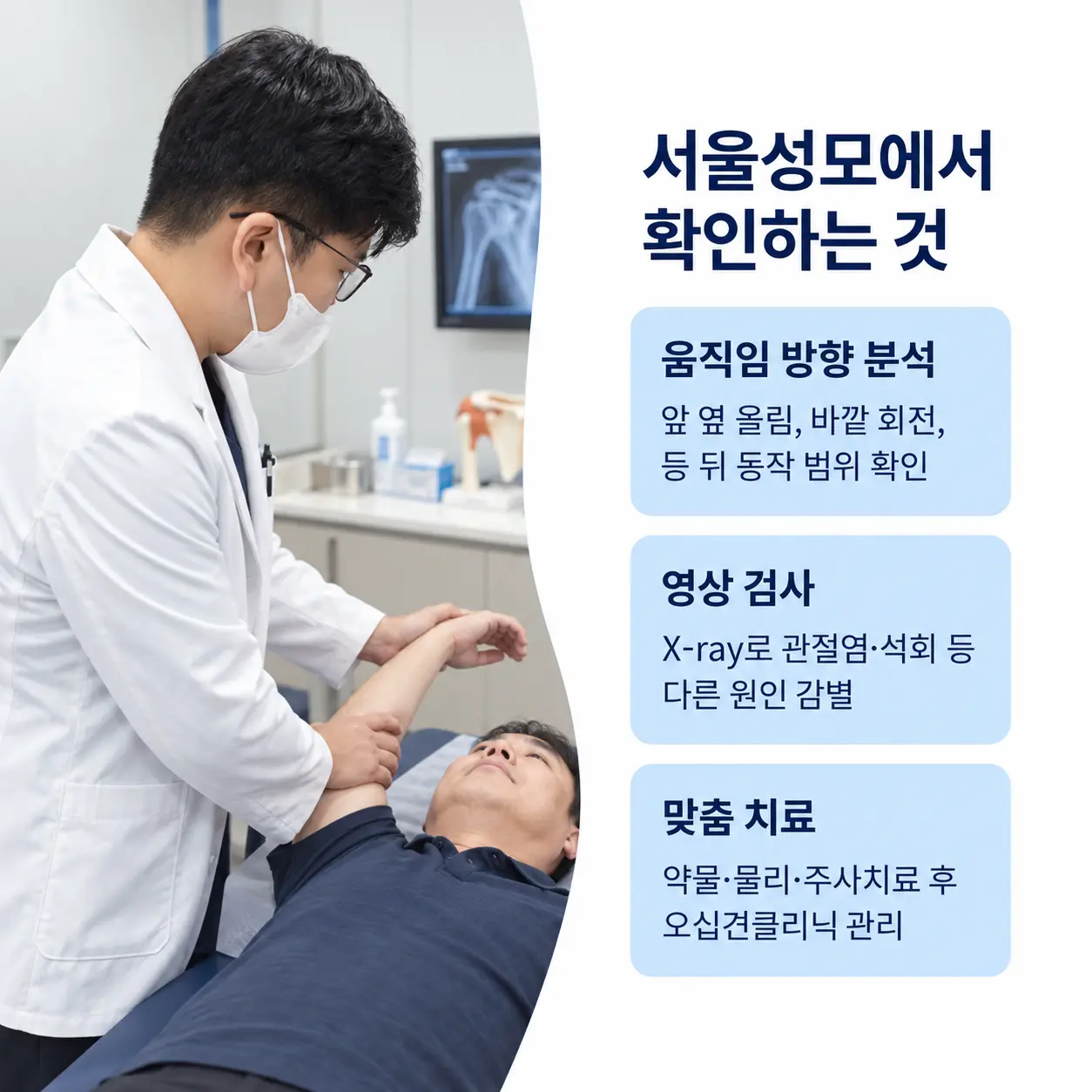 어깨 움직임 방향 분석과 영상검사 및 맞춤 치료